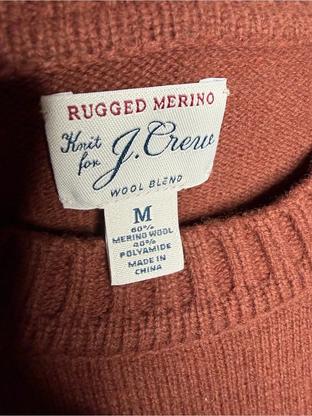 J. Crew Men's Rugged merino wool-blend crewneck sweater Size Medium Brown